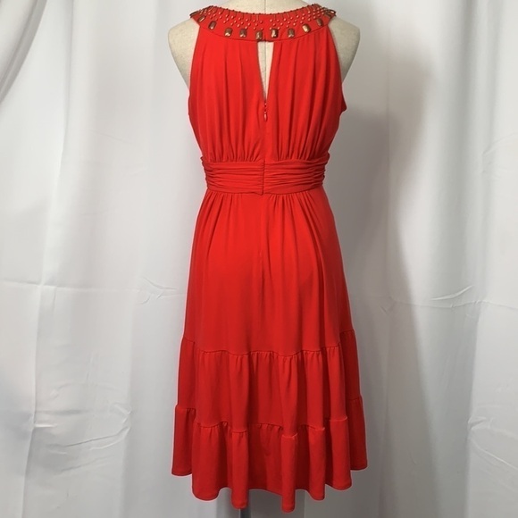 Jones Wear Beaded Ruffle Midi Dress - Red, Size 8 - Picture 4 of 10